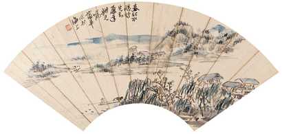 蒲华 春江水暖 扇面